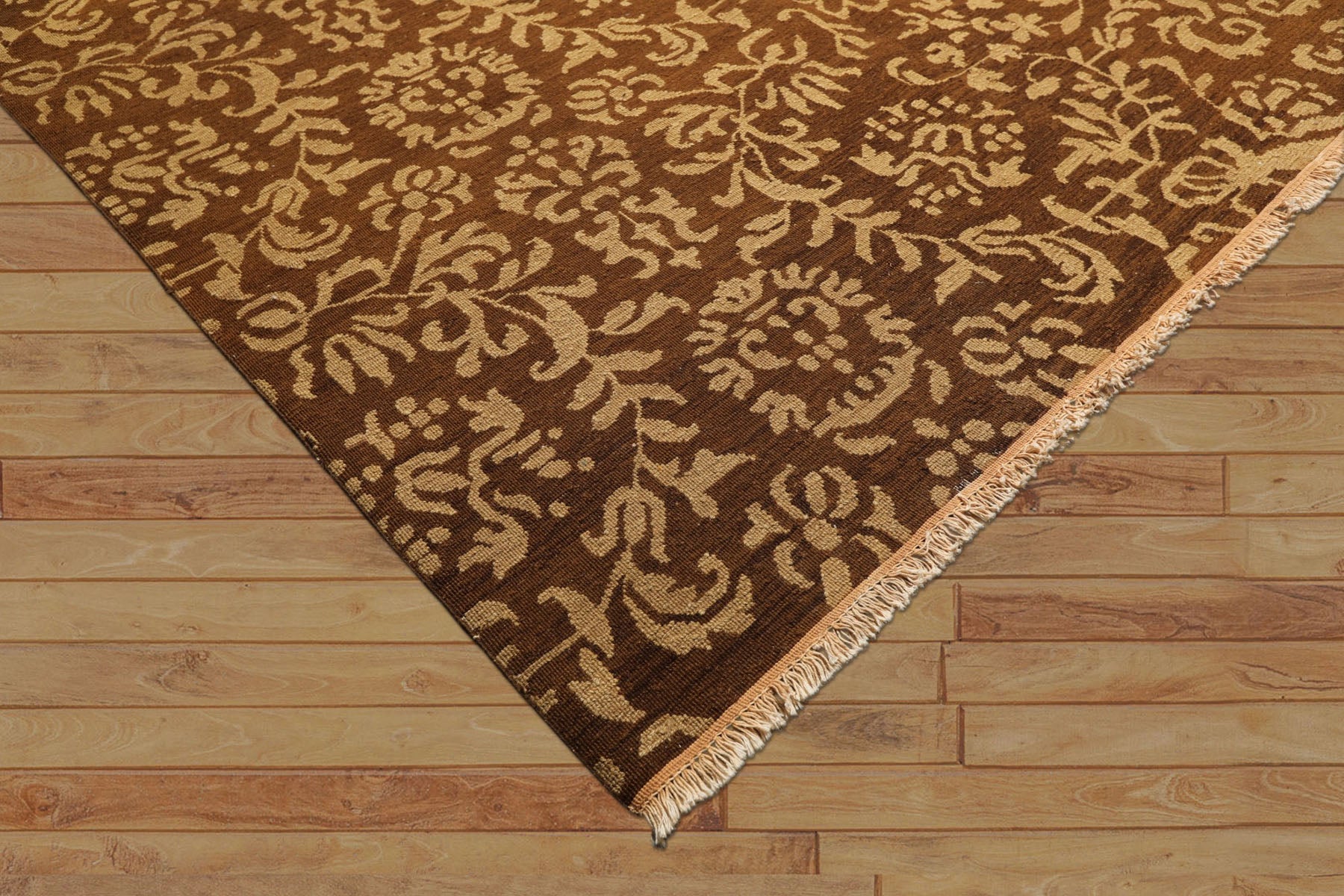 9x12 Caramel, Gold, Color Hand Knotted Soumak Wool Transitional Oriental Rug
