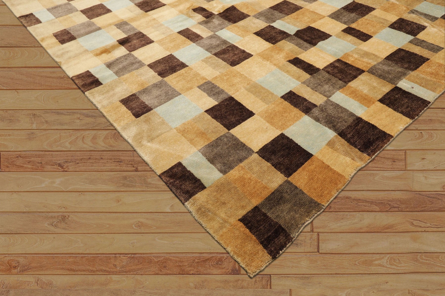 9x12 Light Gold, Brown, Seafoam Color Hand Knotted Tibetan Wool Modern & Contemporary Oriental Rug