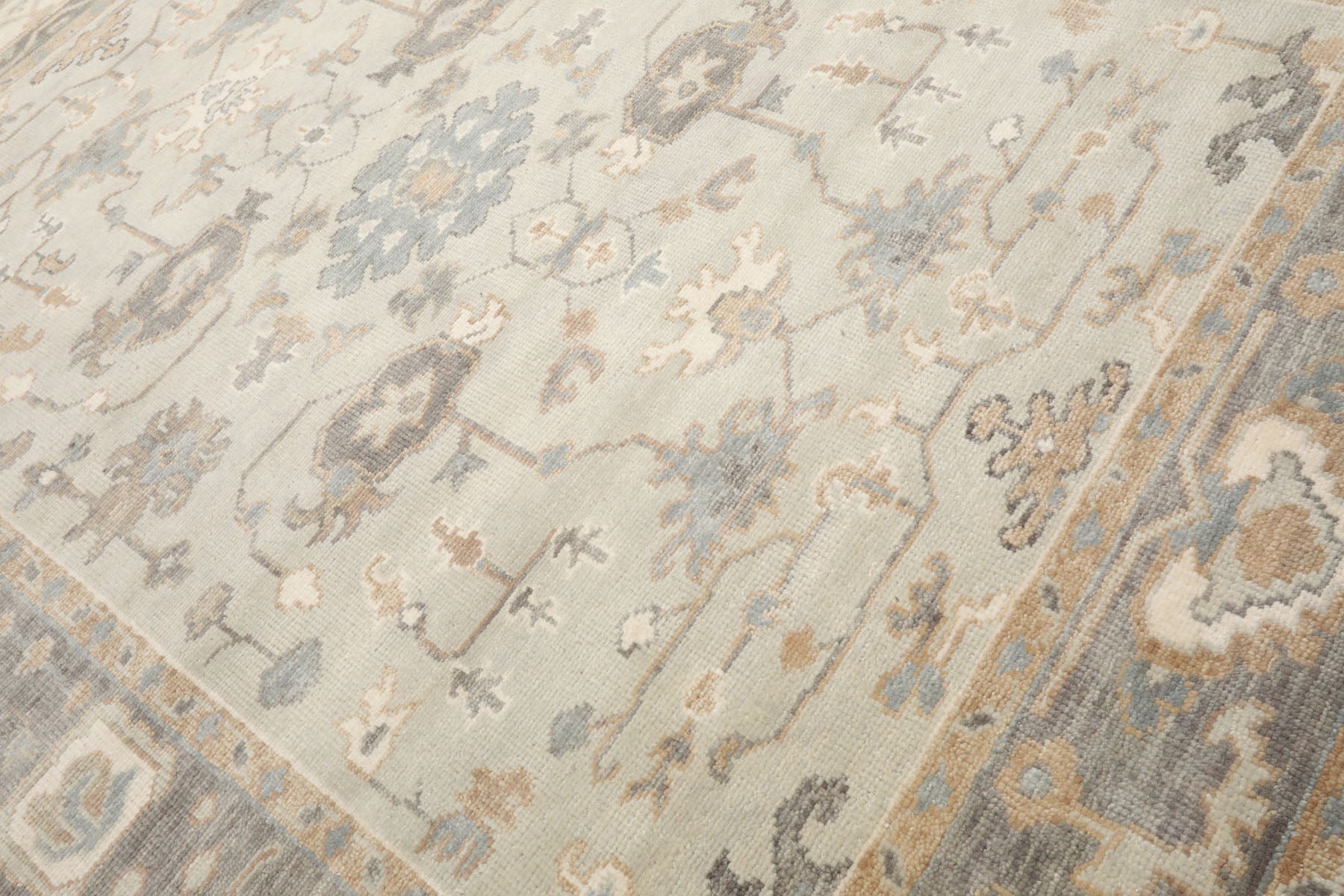 8x10 Gray, Beige, Tan Color Hand Knotted Turkish Oushak 100% Wool Traditional Oriental Rug