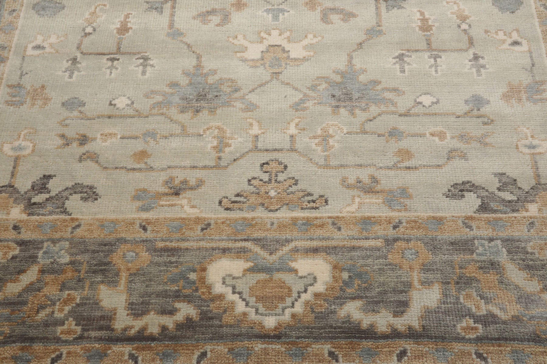8x10 Gray, Beige, Tan Color Hand Knotted Turkish Oushak 100% Wool Traditional Oriental Rug