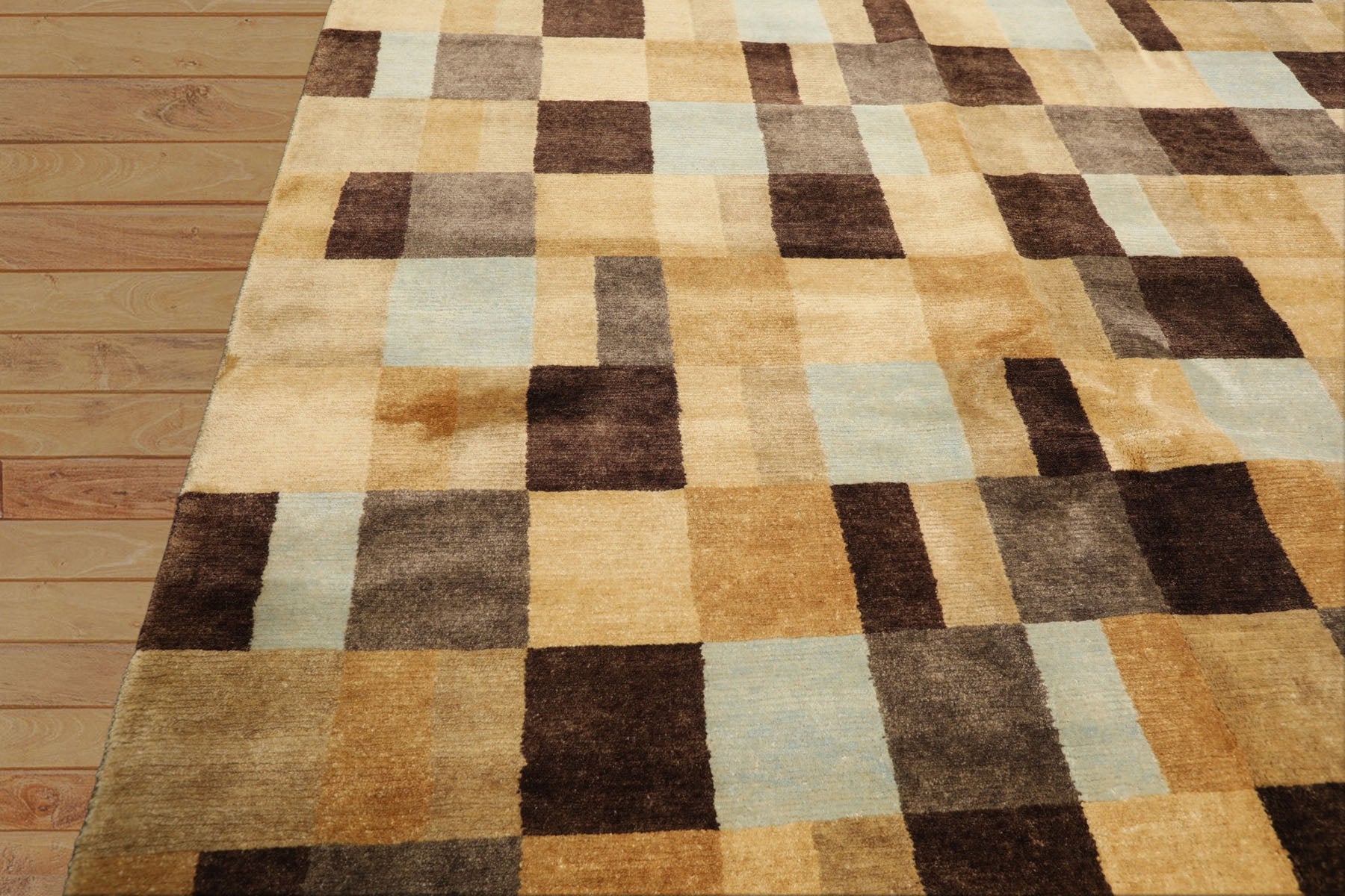 9x12 Light Gold, Brown, Seafoam Color Hand Knotted Tibetan Wool Modern & Contemporary Oriental Rug