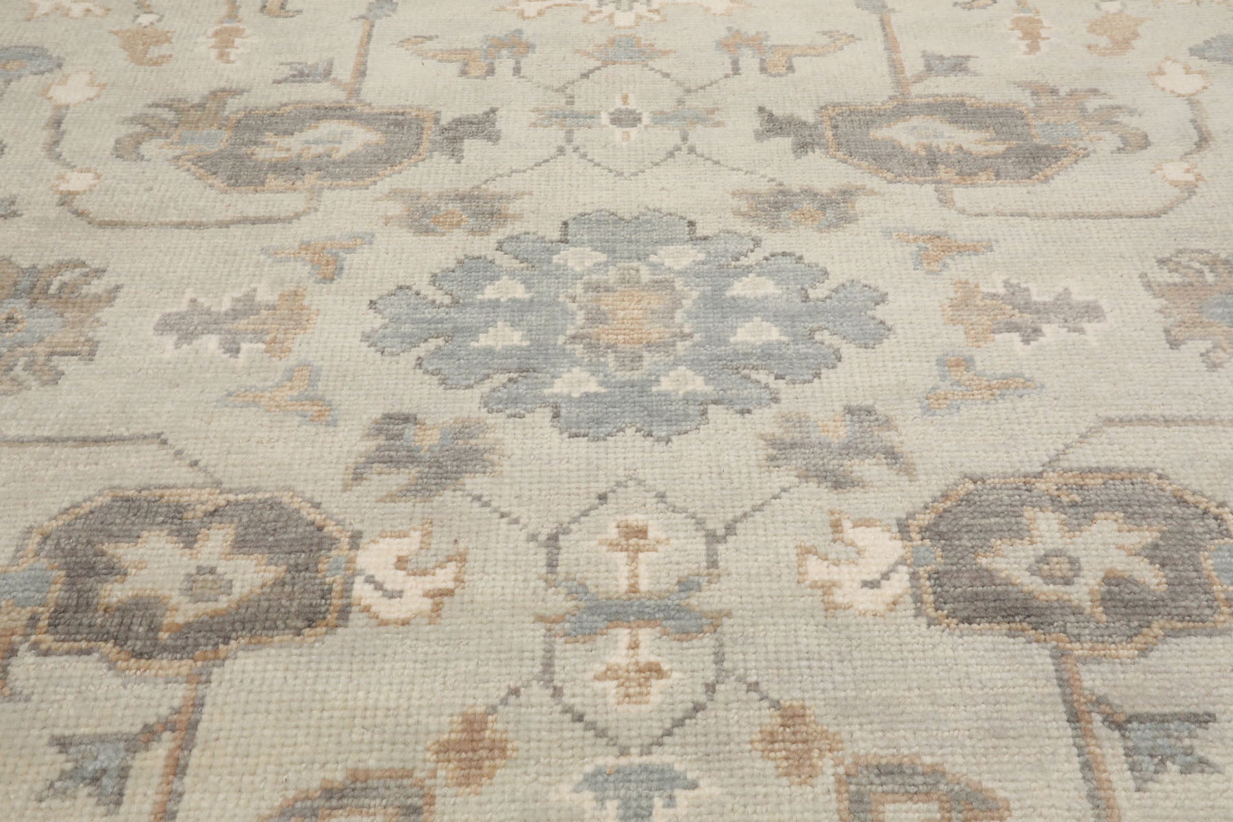 8x10 Gray, Beige, Tan Color Hand Knotted Turkish Oushak 100% Wool Traditional Oriental Rug