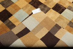 9x12 Light Gold, Brown, Seafoam Color Hand Knotted Tibetan Wool Modern & Contemporary Oriental Rug