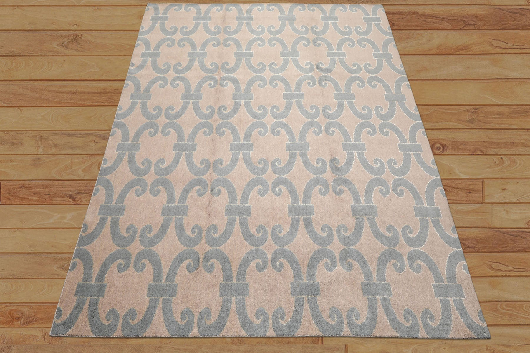 8x10 Gray, Aqua, Color Hand Loomed Tibetan Wool & Bamboo Silk Modern & Contemporary Oriental Rug