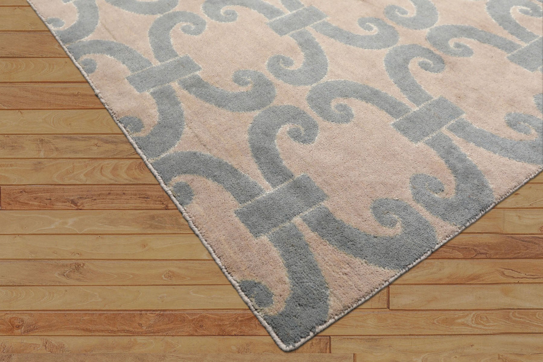 8x10 Gray, Aqua, Color Hand Loomed Tibetan Wool & Bamboo Silk Modern & Contemporary Oriental Rug