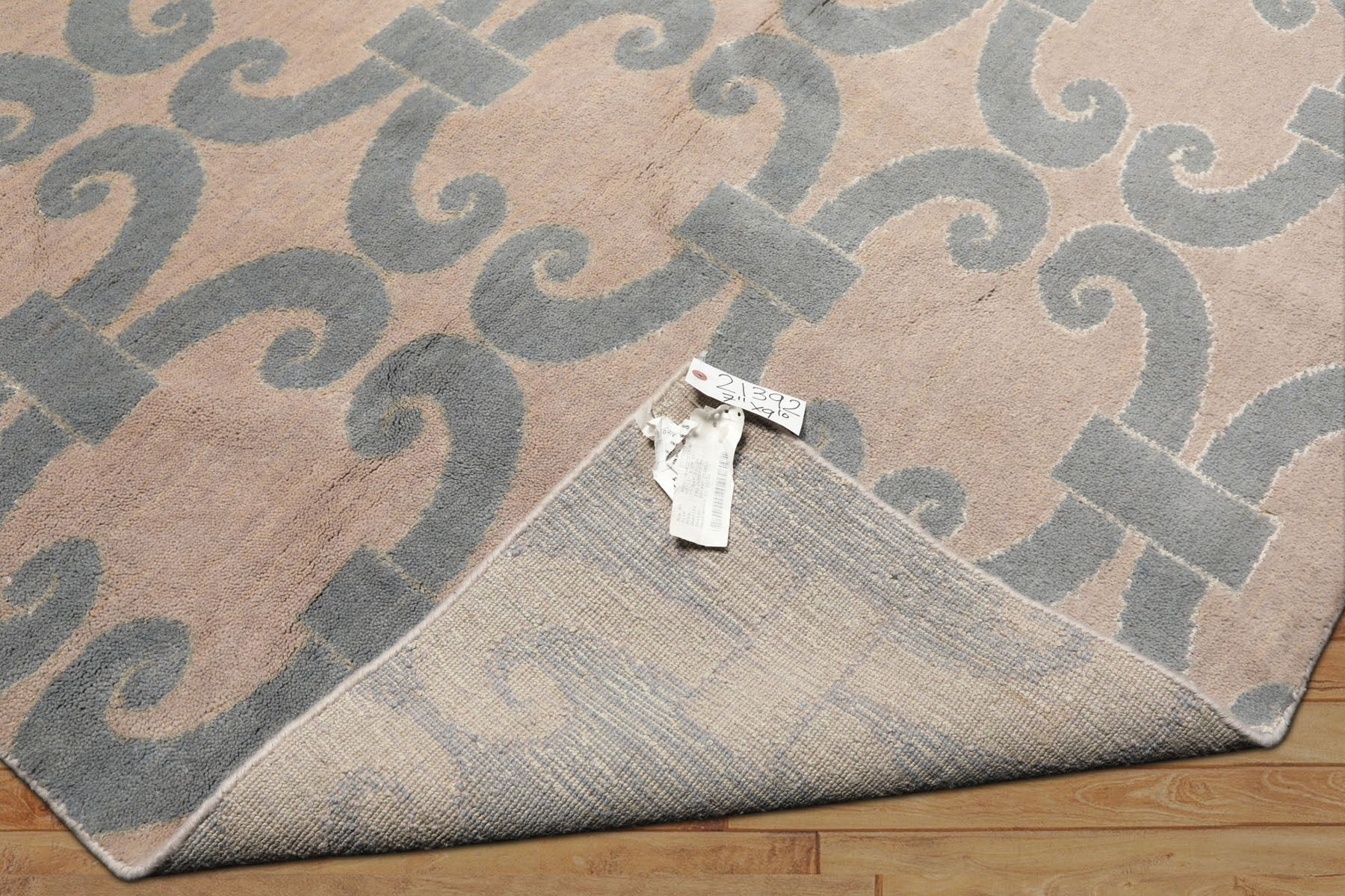 8x10 Gray, Aqua, Color Hand Loomed Tibetan Wool & Bamboo Silk Modern & Contemporary Oriental Rug