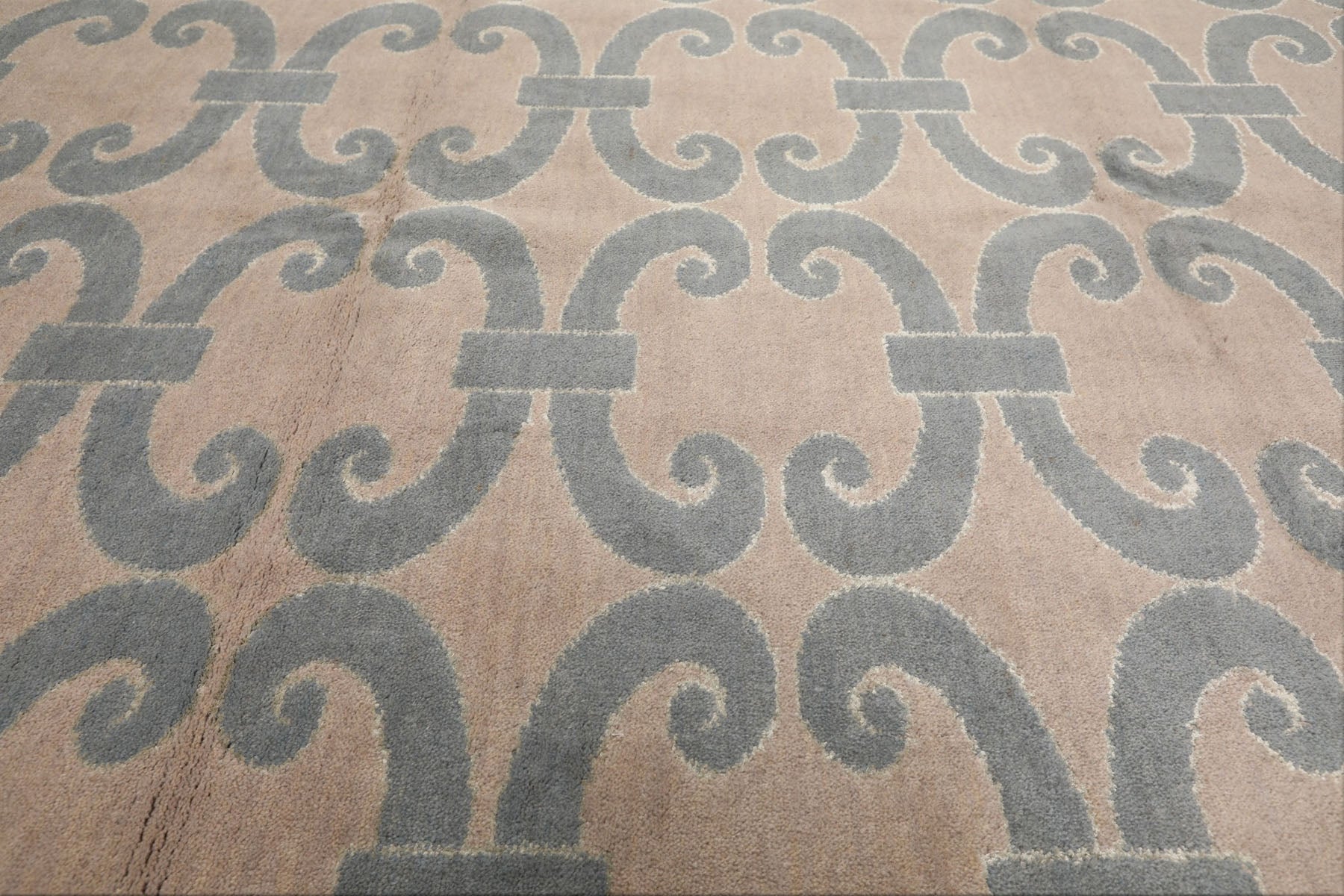 8x10 Gray, Aqua, Color Hand Loomed Tibetan Wool & Bamboo Silk Modern & Contemporary Oriental Rug