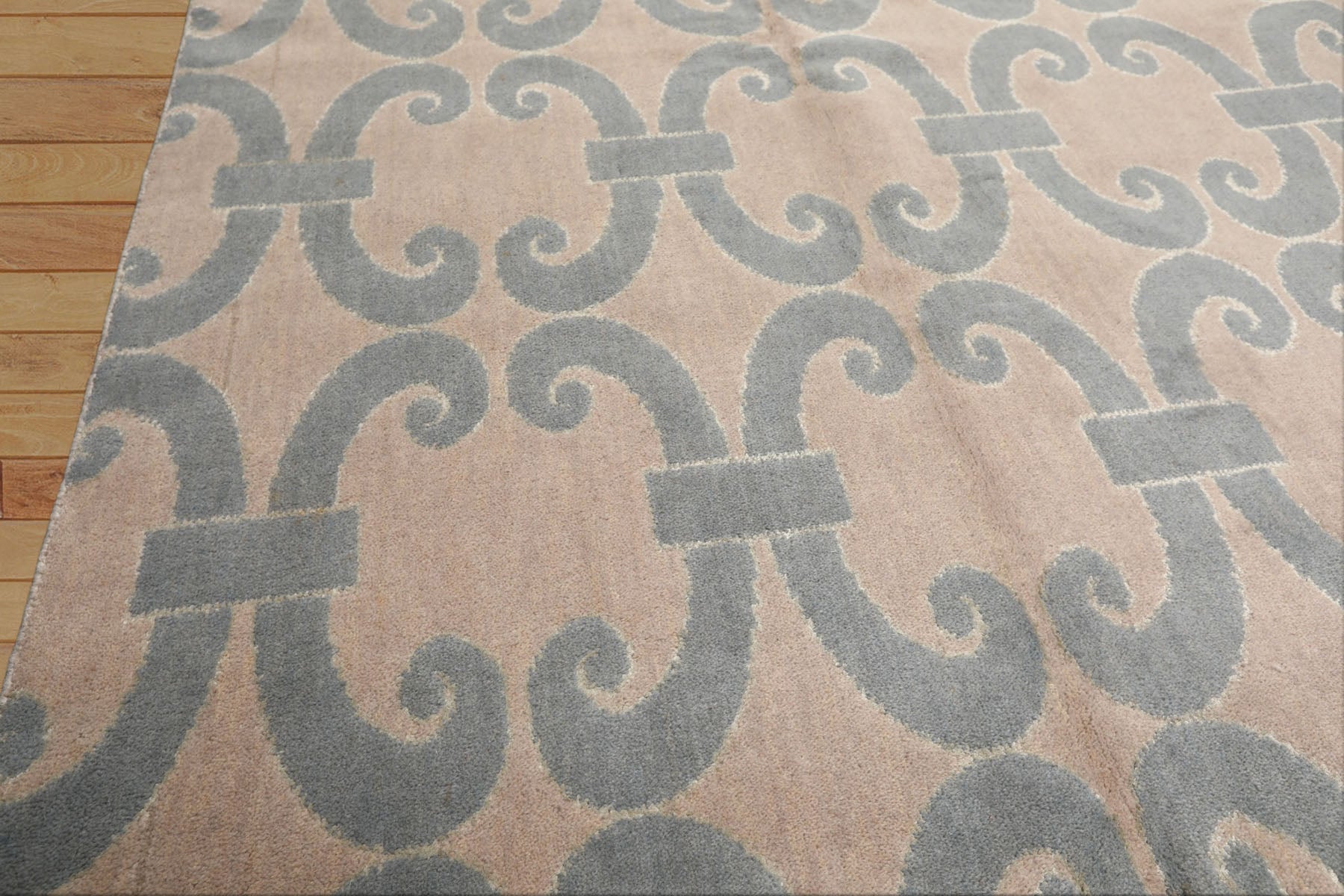 8x10 Gray, Aqua, Color Hand Loomed Tibetan Wool & Bamboo Silk Modern & Contemporary Oriental Rug