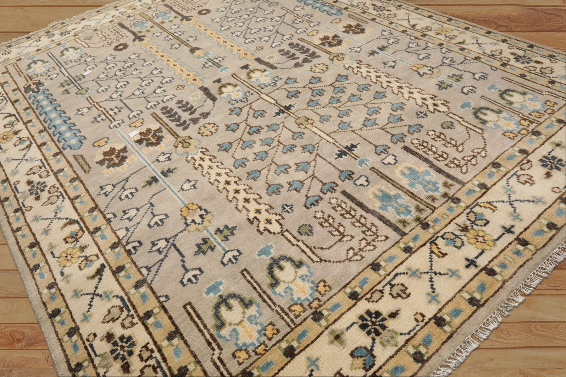 8x10 Gray, Taupe, Ivory Color Hand Knotted Oushak Wool Traditional Oriental Rug