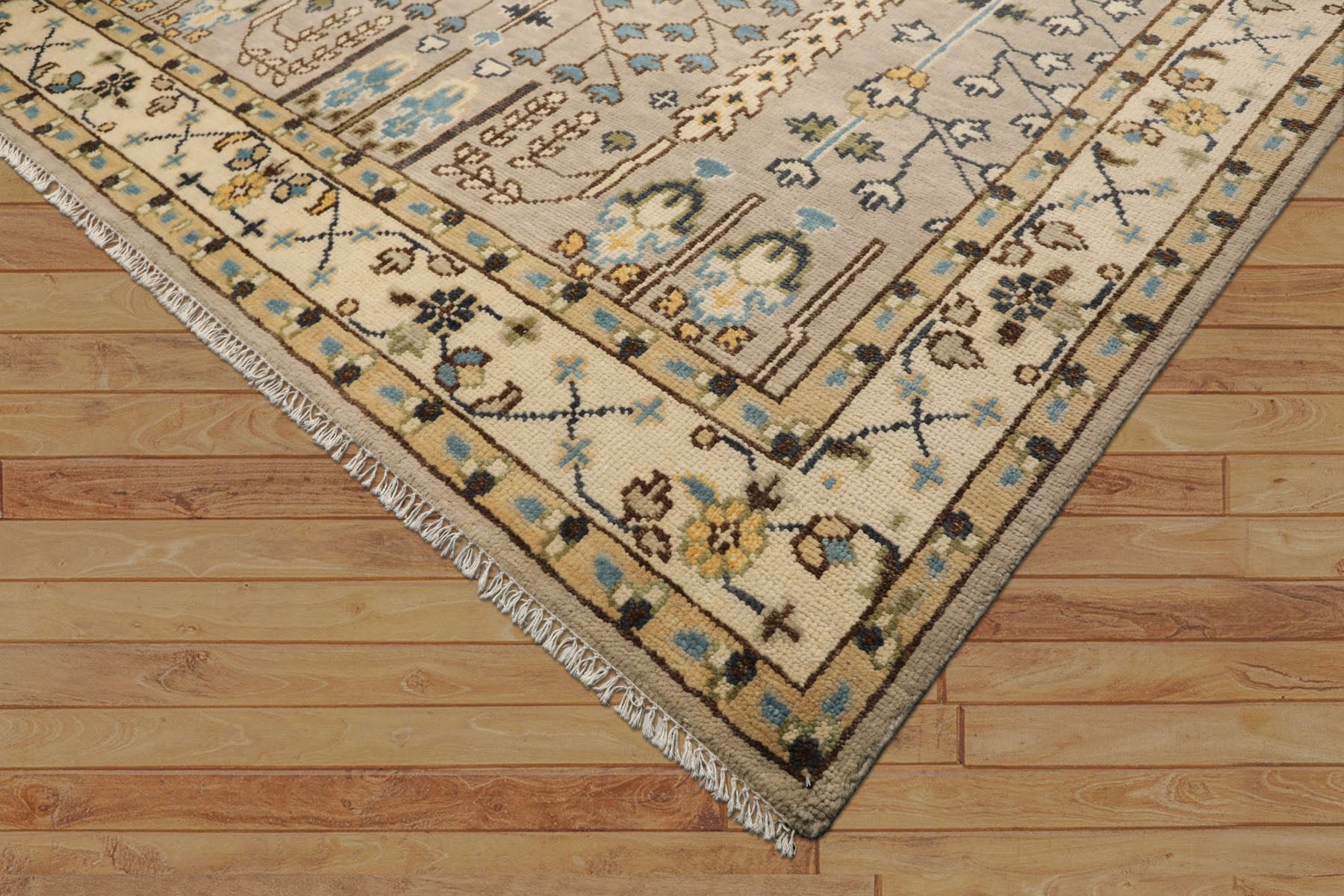 8x10 Gray, Taupe, Ivory Color Hand Knotted Oushak Wool Traditional Oriental Rug