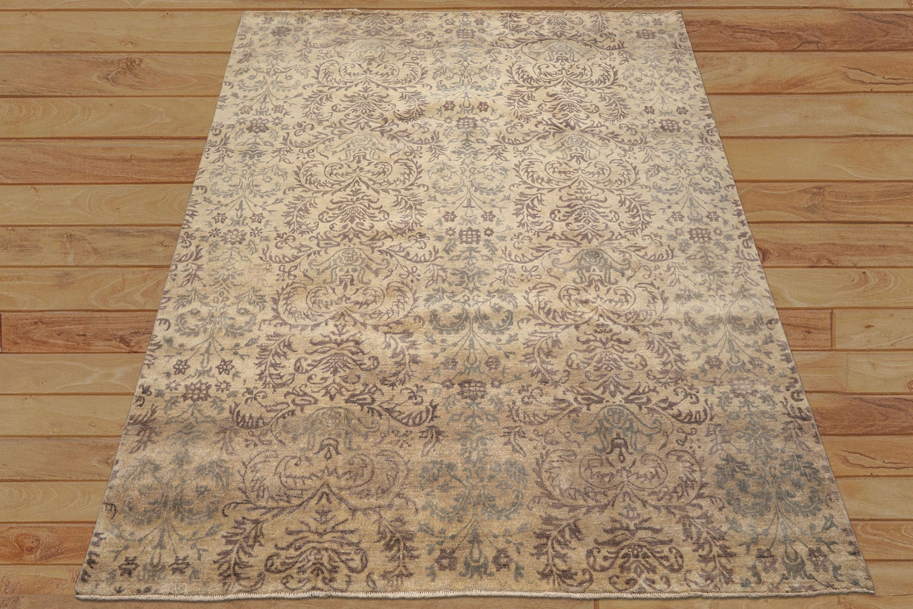 8x10 Beige, Taupe, Slate Color Hand Knotted Oushak Wool Transitional Oriental Rug