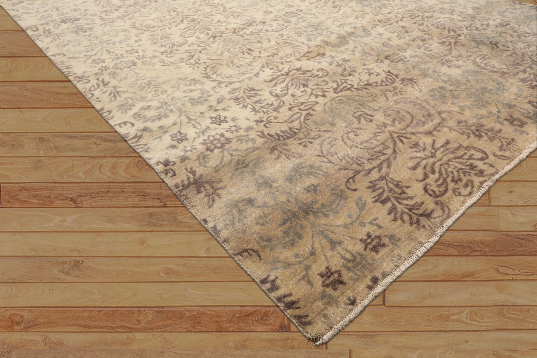 8x10 Beige, Taupe, Slate Color Hand Knotted Oushak Wool Transitional Oriental Rug