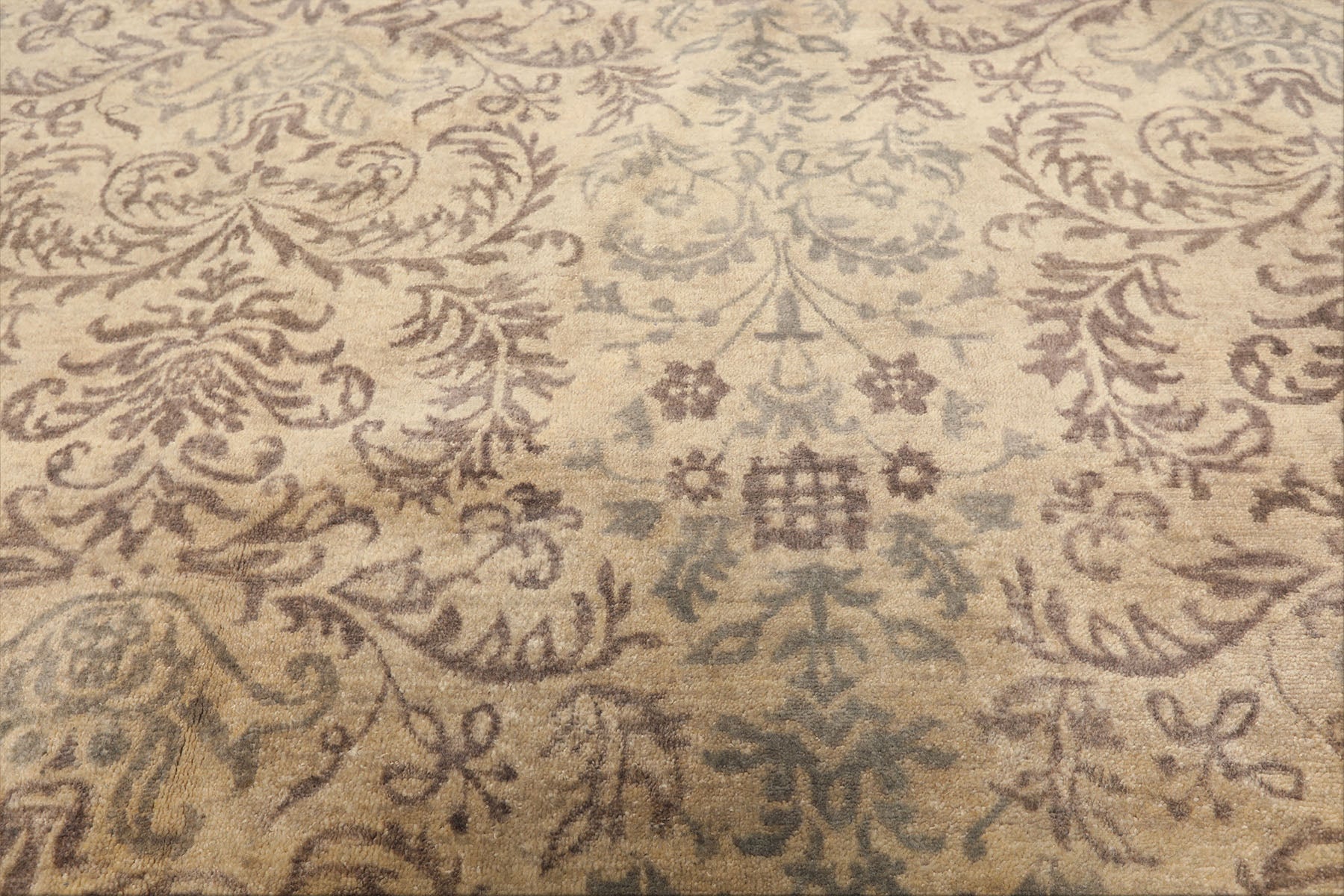 8x10 Beige, Taupe, Slate Color Hand Knotted Oushak Wool Transitional Oriental Rug
