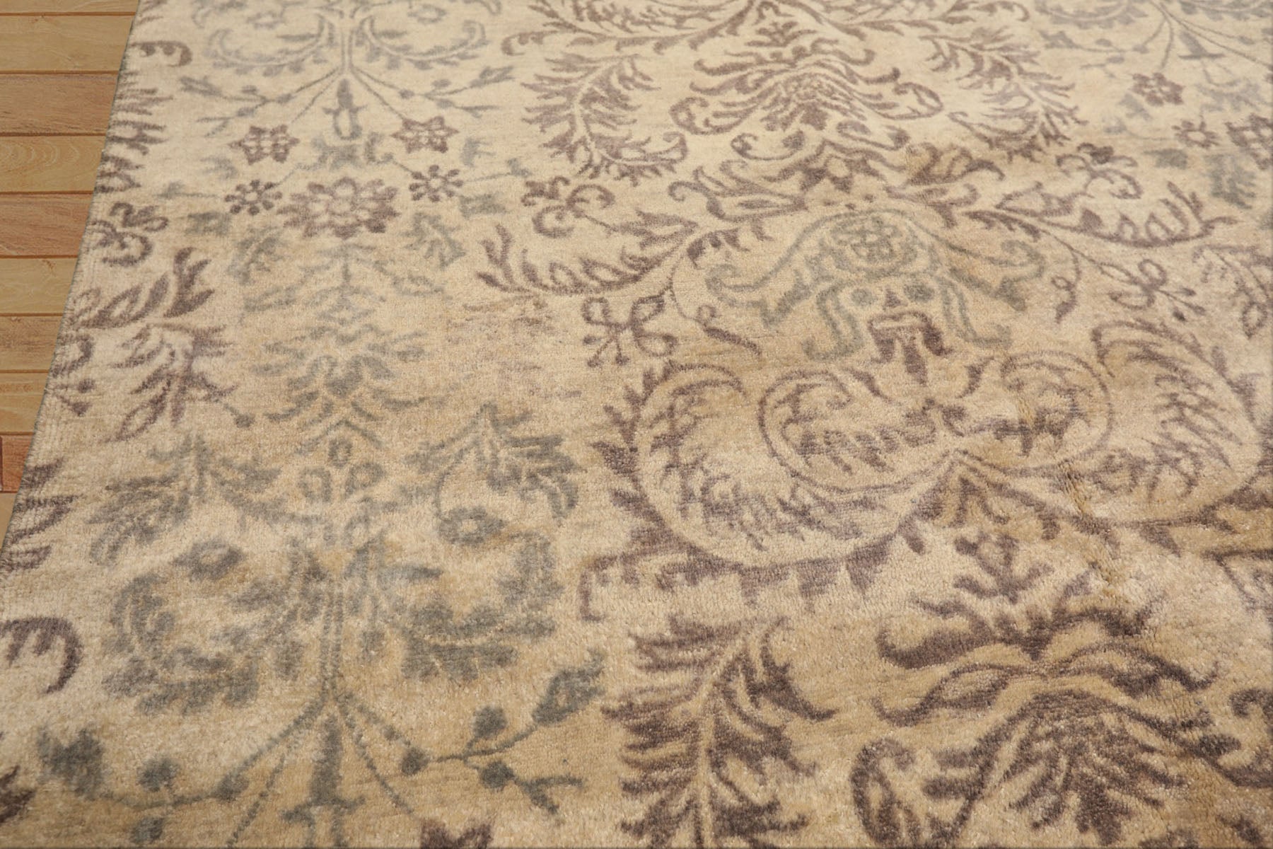 8x10 Beige, Taupe, Slate Color Hand Knotted Oushak Wool Transitional Oriental Rug