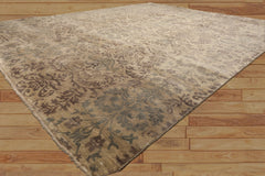 8x10 Beige, Taupe, Slate Color Hand Knotted Oushak Wool Transitional Oriental Rug