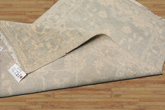 LoomBloom 3'x5' Hand Knotted Ivory Wool Afghan Oushak Transitional Style Oriental Area Rug