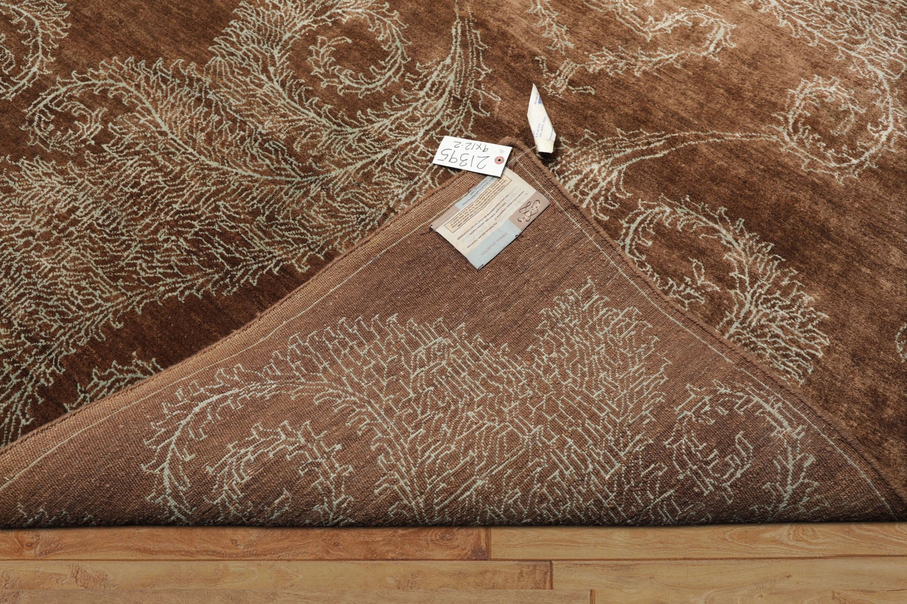 Multi Size Mocha Aqua Color Hand Knotted Tibetan Wool & silk Transitional Oriental Rug