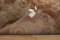 Multi Size Mocha Aqua Color Hand Knotted Tibetan Wool & silk Transitional Oriental Rug