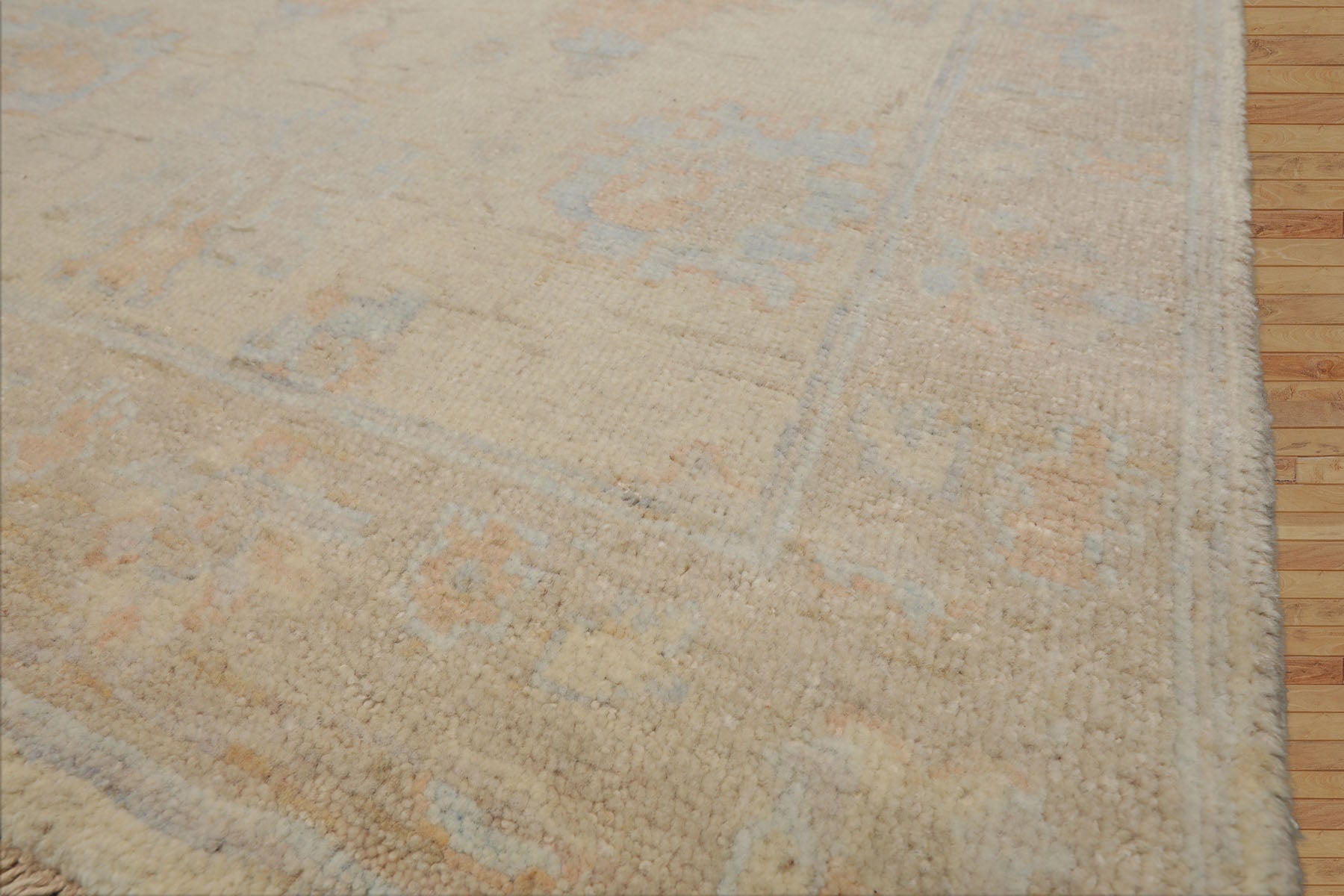 LoomBloom 3'1''x4'10" Hand Knotted Ivory Wool Afghan Oushak Transitional Style Oriental Area Rug