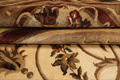 9x12 Ivory, Brown, Maroon Color Hand Knotted French Aubusson Savonnerie New Zealand Wool Traditional Oriental Rug