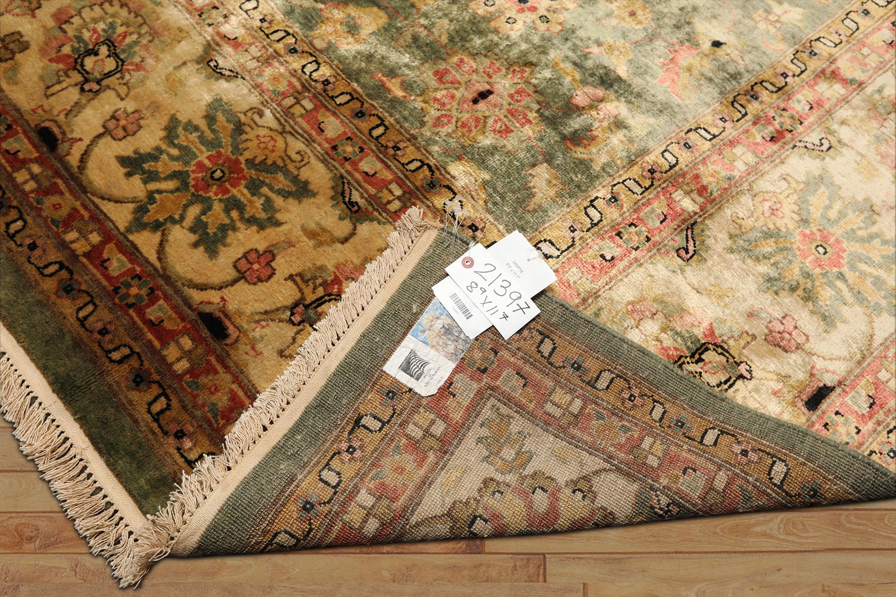 9x12 Sage, Beige, Rose Color Hand Knotted Oushak 100% Bamboo Silk Traditional Oriental Rug