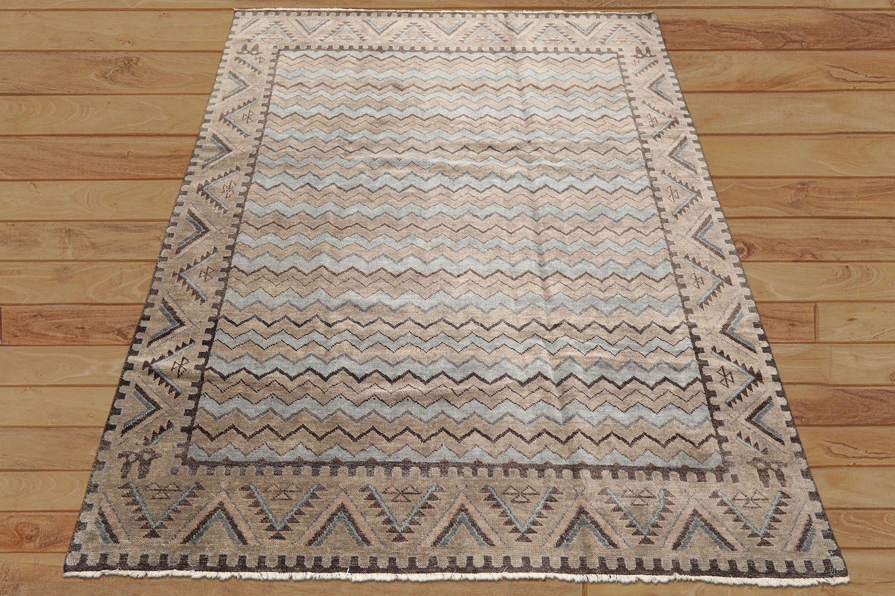 8x10 Taupe, Brown, Slate Color Hand Knotted Oushak Wool Modern & Contemporary Oriental Rug