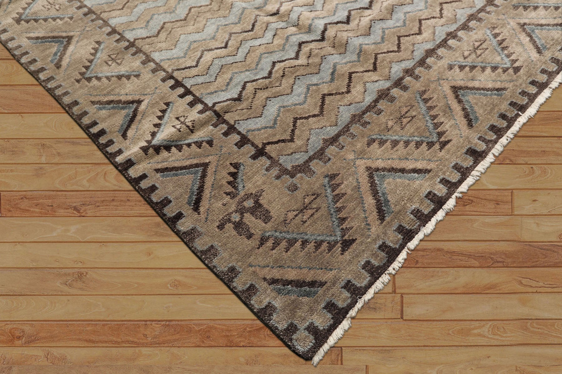 8x10 Taupe, Brown, Slate Color Hand Knotted Oushak Wool Modern & Contemporary Oriental Rug