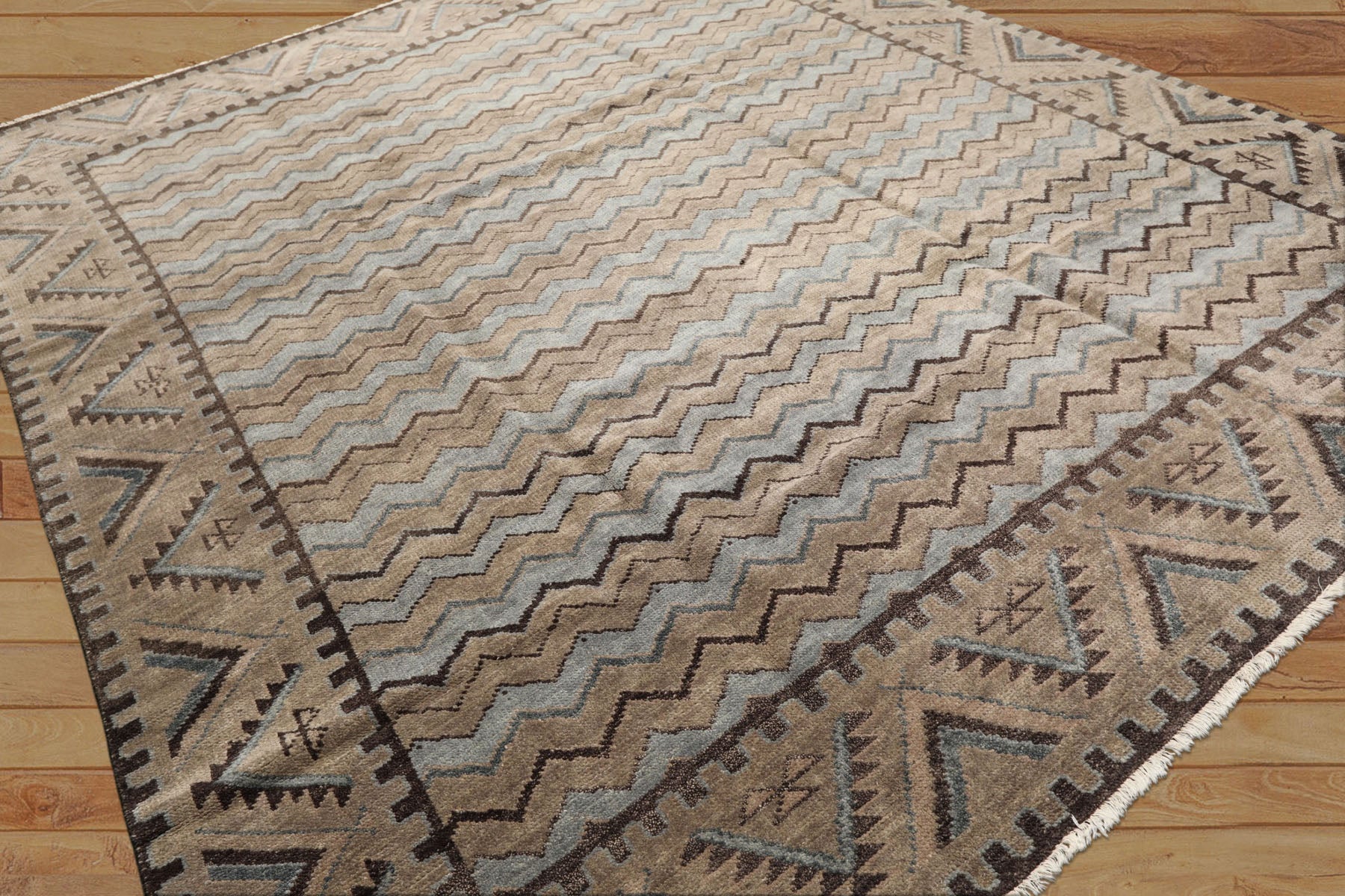 8x10 Taupe, Brown, Slate Color Hand Knotted Oushak Wool Modern & Contemporary Oriental Rug