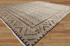8x10 Taupe, Brown, Slate Color Hand Knotted Oushak Wool Modern & Contemporary Oriental Rug
