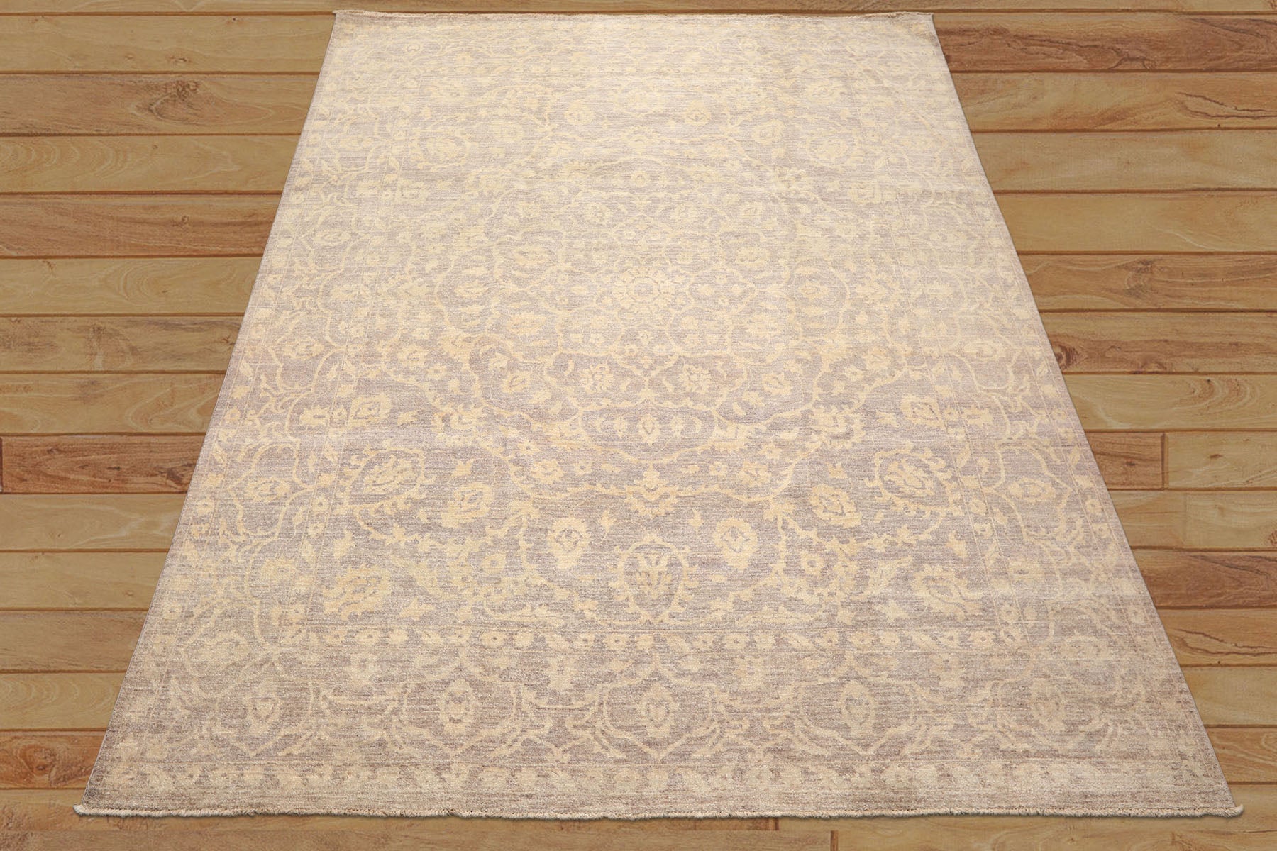 8x10 Taupe, Beige, Color Hand Knotted Chobi Peshawar Wool Transitional Oriental Rug