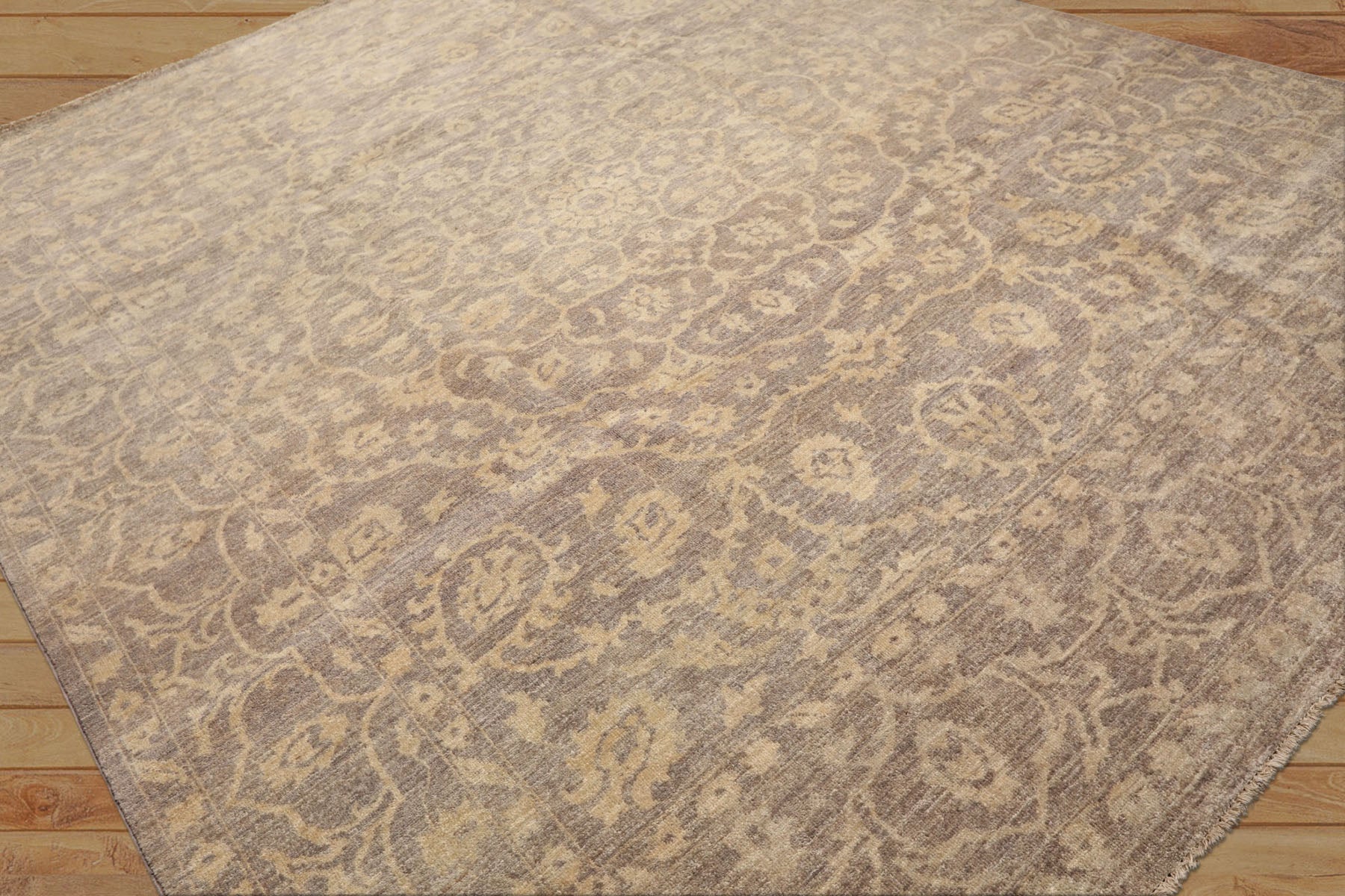 8x10 Taupe, Beige, Color Hand Knotted Chobi Peshawar Wool Transitional Oriental Rug