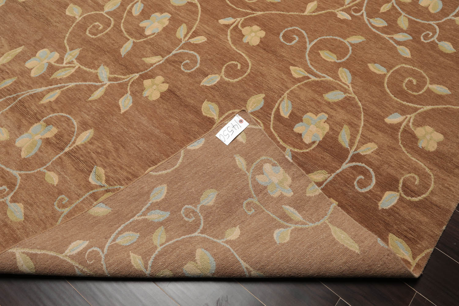 9x12 Brown, Beige, Blue Color Hand Knotted All-Over 100% Wool Transitional Oriental Rug