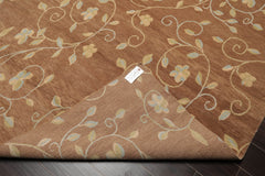 9x12 Brown, Beige, Blue Color Hand Knotted All-Over 100% Wool Transitional Oriental Rug