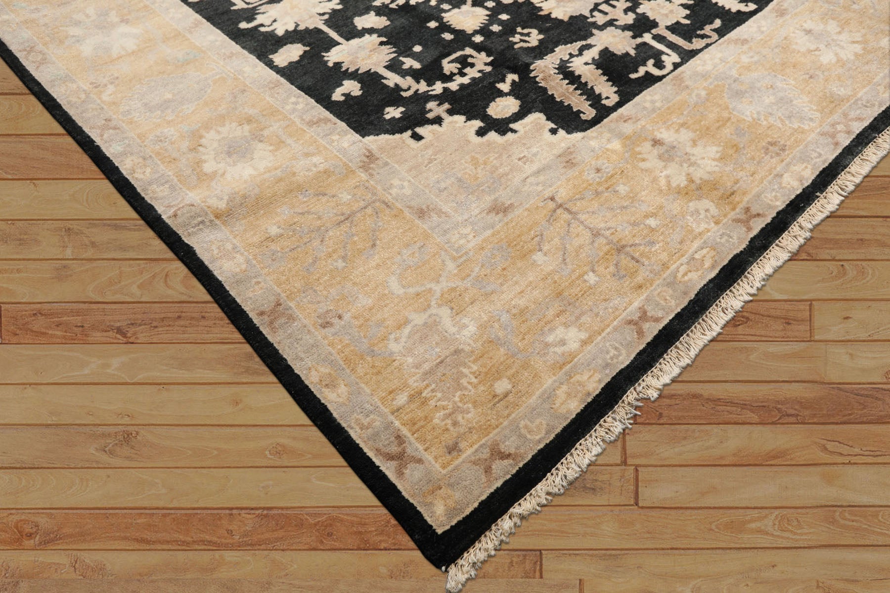 8x10 Black, Caramel, Taupe Color Hand Knotted Oushak Wool Traditional Oriental Rug
