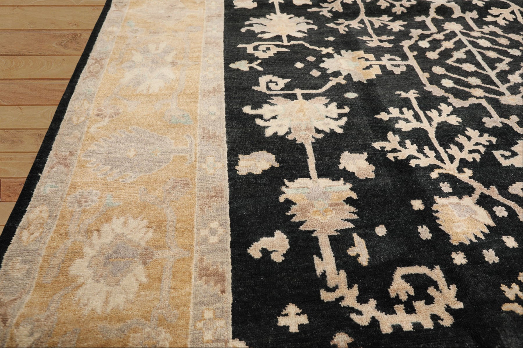 8x10 Black, Caramel, Taupe Color Hand Knotted Oushak Wool Traditional Oriental Rug