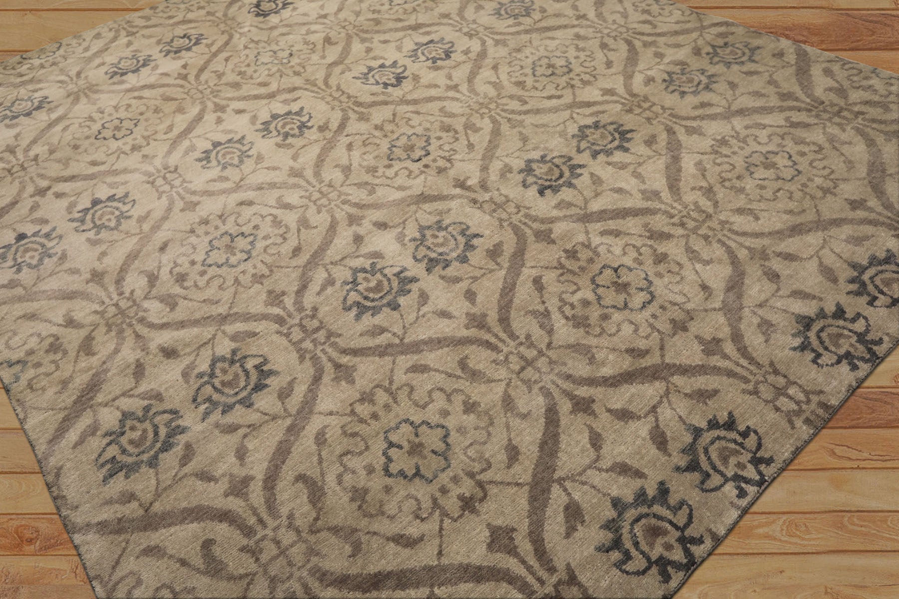 8x10 Beige, Gray, Taupe Color Hand Knotted Tibetan Wool Transitional Oriental Rug