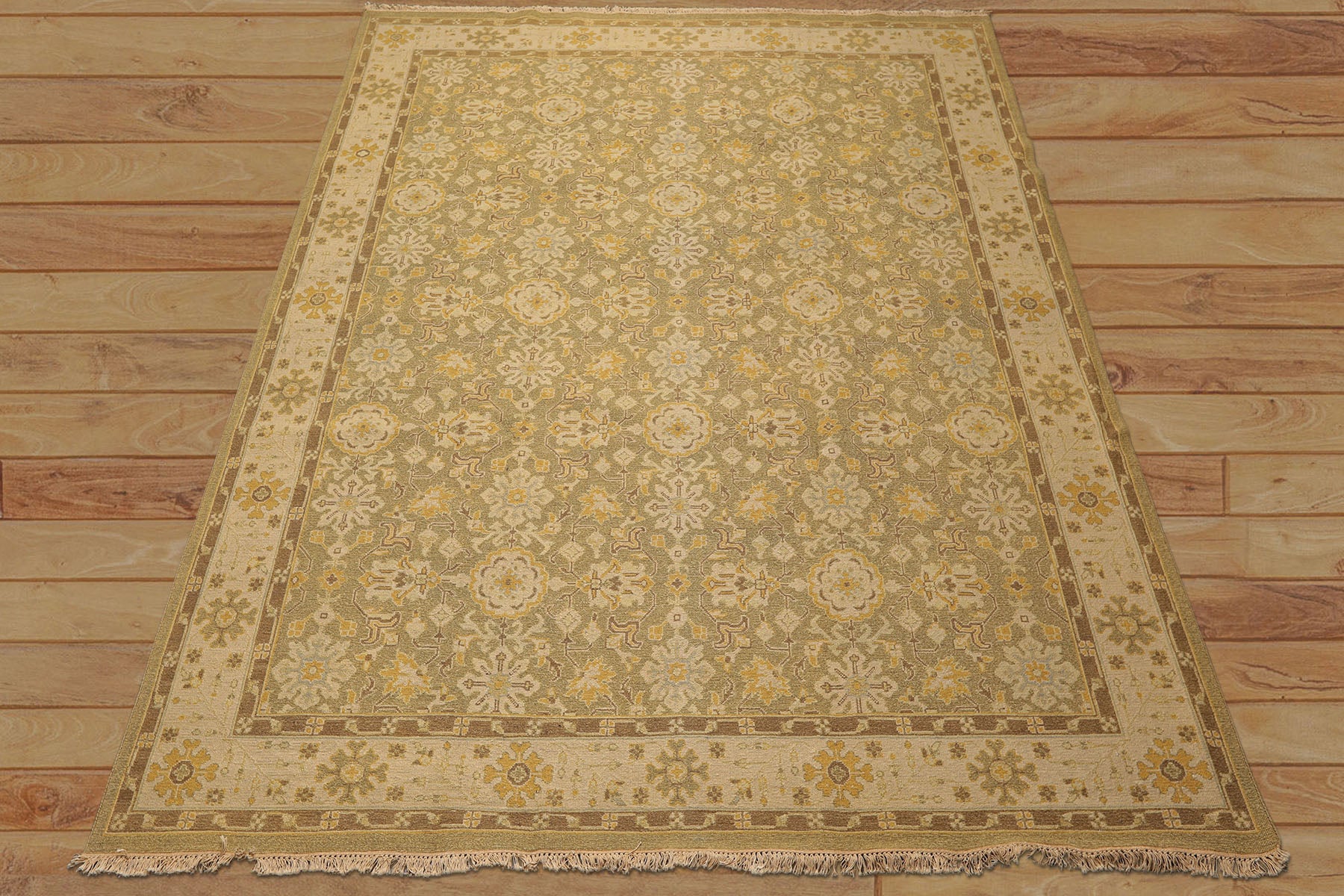 8x10 Lime, Beige, Mocha Color Hand Knotted Soumak Wool Traditional Oriental Rug