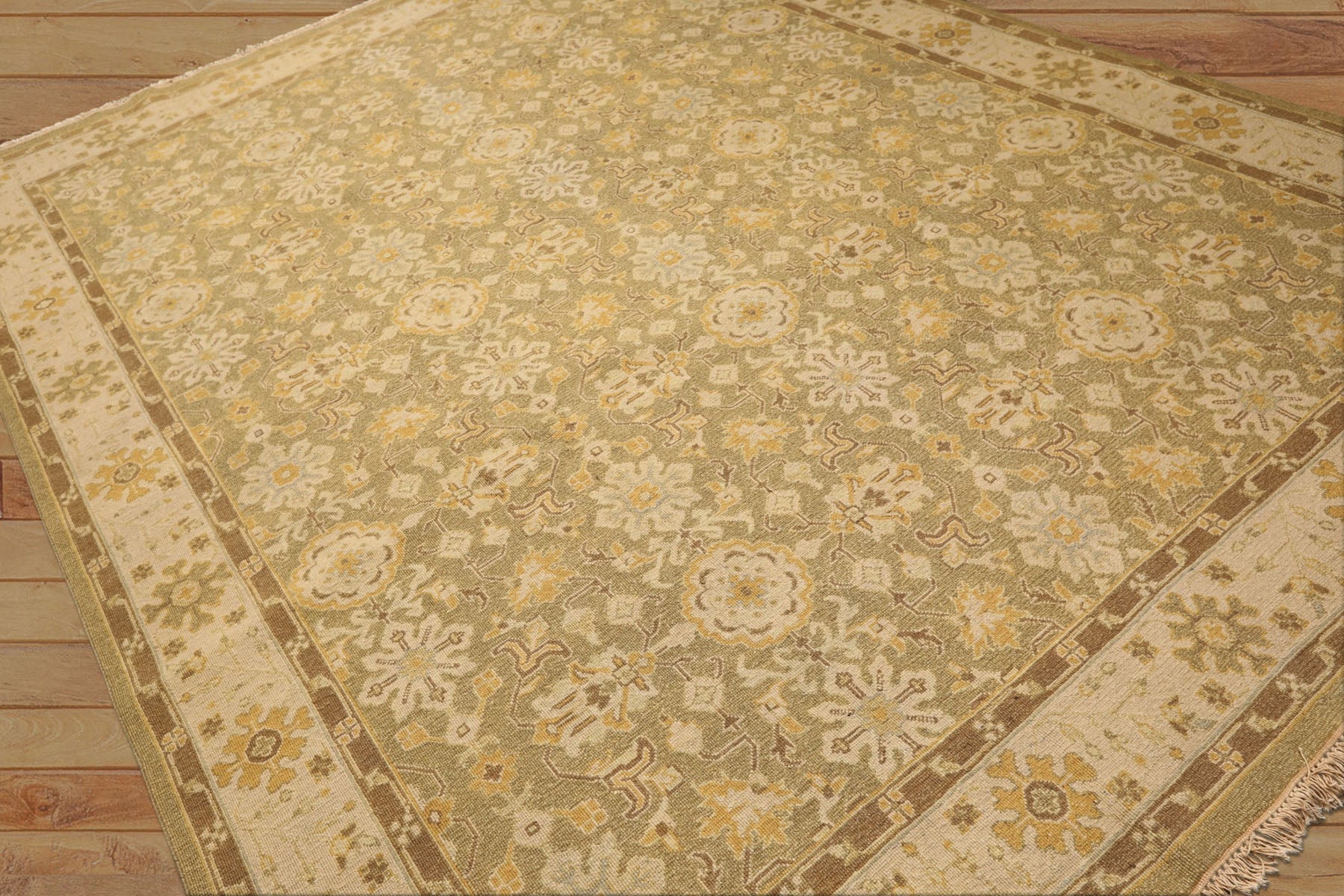 8x10 Lime, Beige, Mocha Color Hand Knotted Soumak Wool Traditional Oriental Rug
