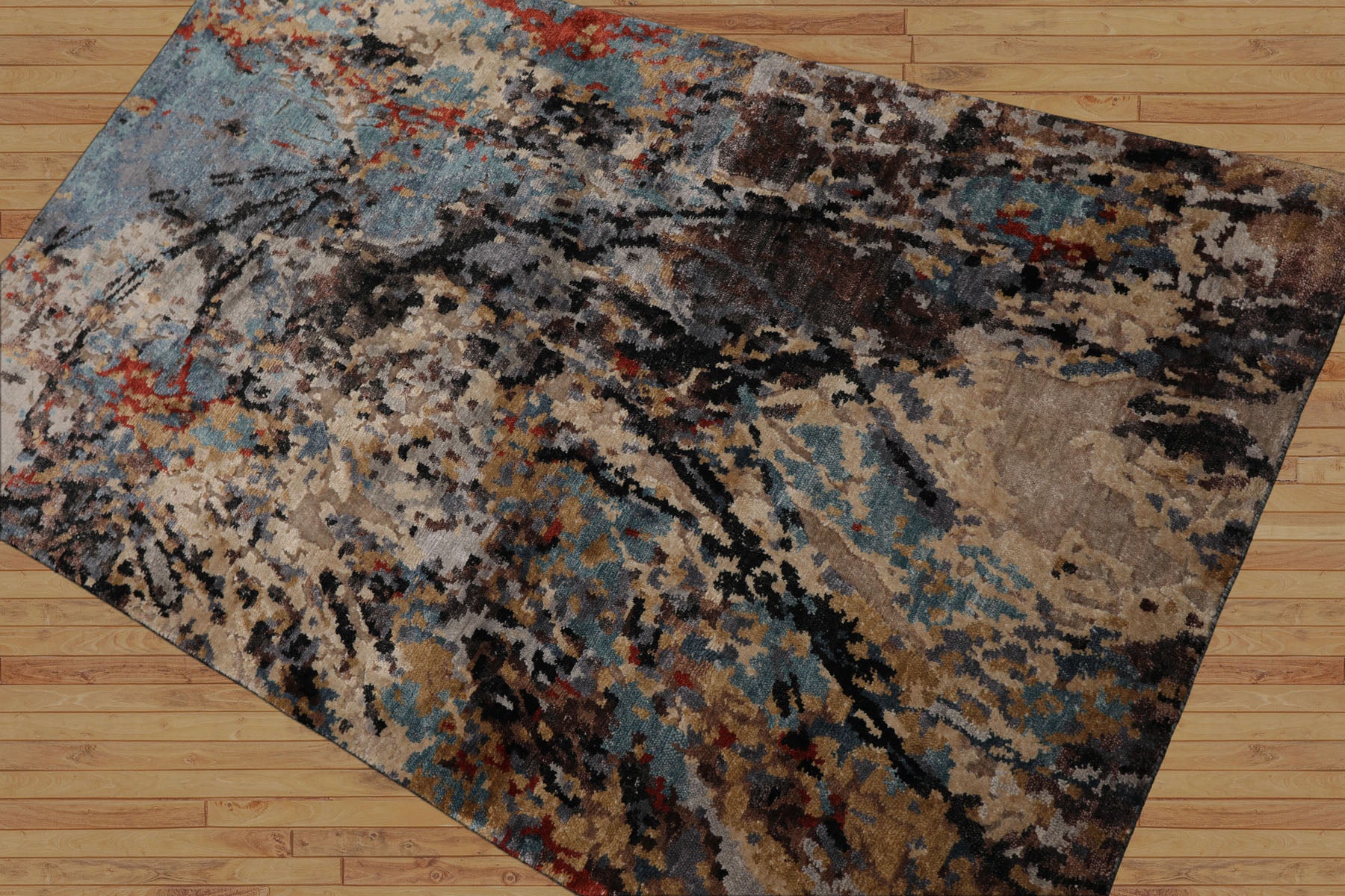 3x5 Beige, Brown, Gray Color Hand Knotted Tibetan Wool Contemporary Oriental Rug