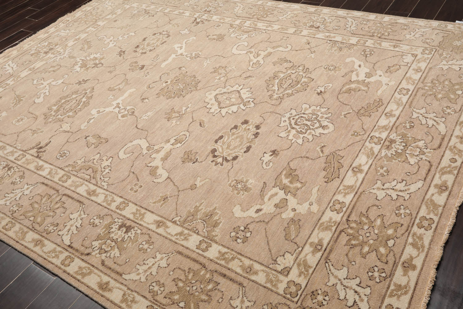 8x10 Taupe, Camel, Brown Color Hand Knotted All-Over 100% Wool Traditional Oriental Rug