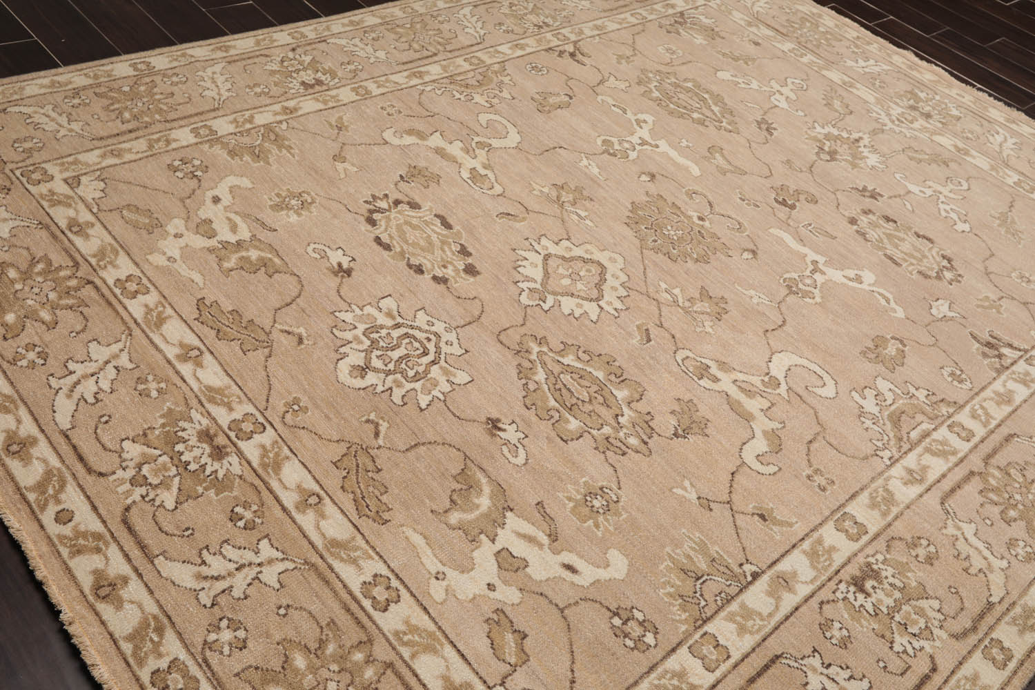8x10 Taupe, Camel, Brown Color Hand Knotted All-Over 100% Wool Traditional Oriental Rug