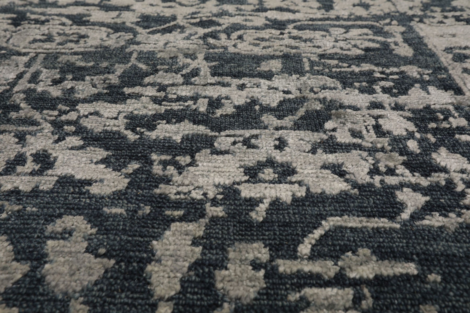 3x5 Blue, Slate, Gray Color Hand Knotted Tibetan Wool and Silk Contemporary Oriental Rug