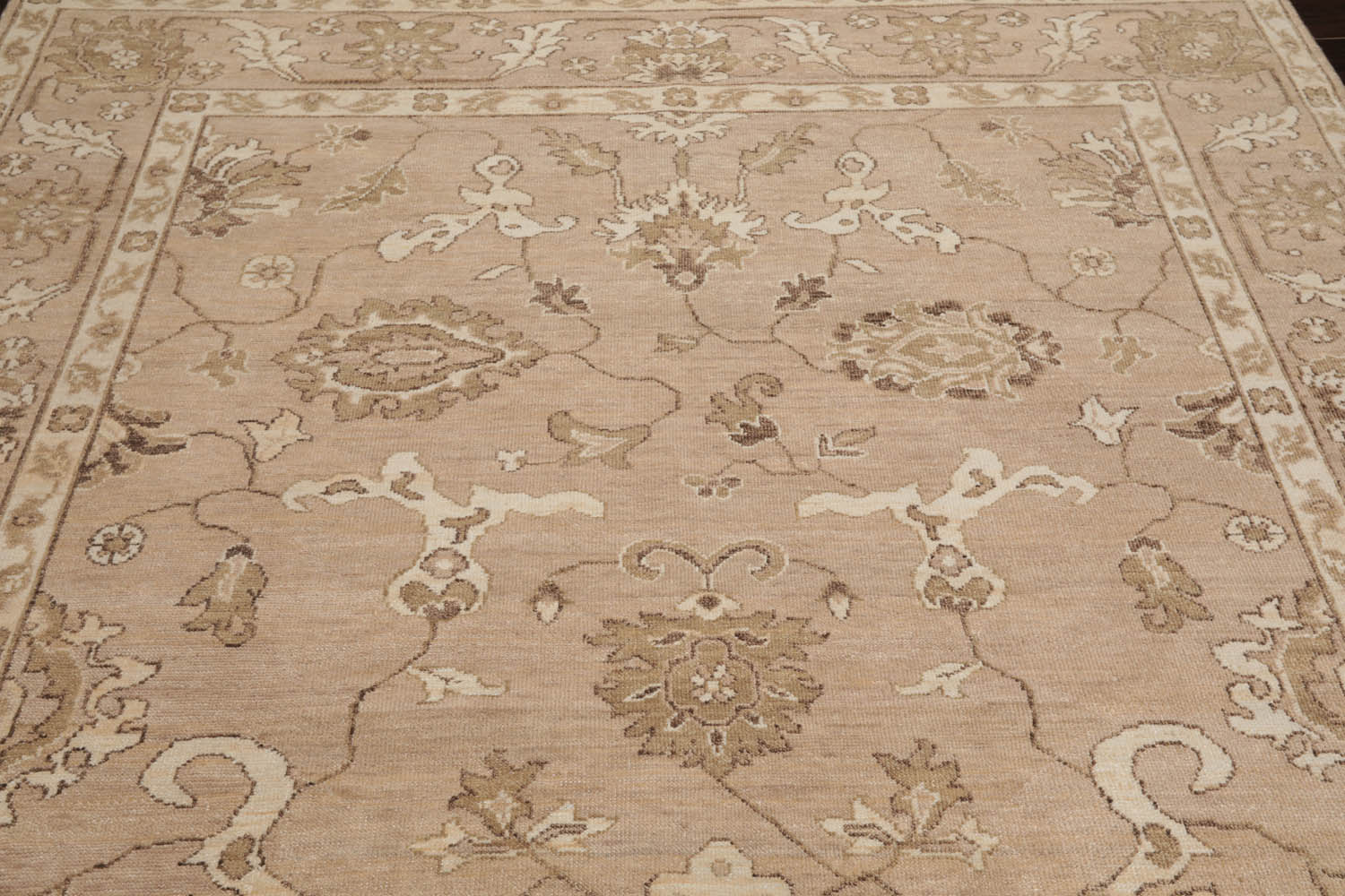 8x10 Taupe, Camel, Brown Color Hand Knotted All-Over 100% Wool Traditional Oriental Rug