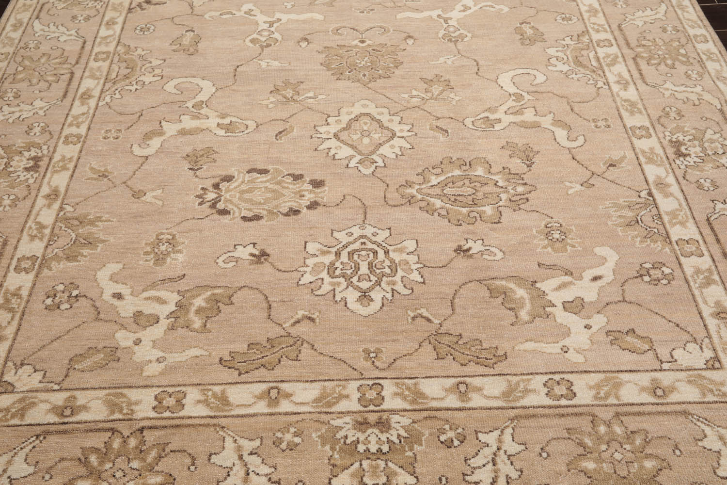 8x10 Taupe, Camel, Brown Color Hand Knotted All-Over 100% Wool Traditional Oriental Rug