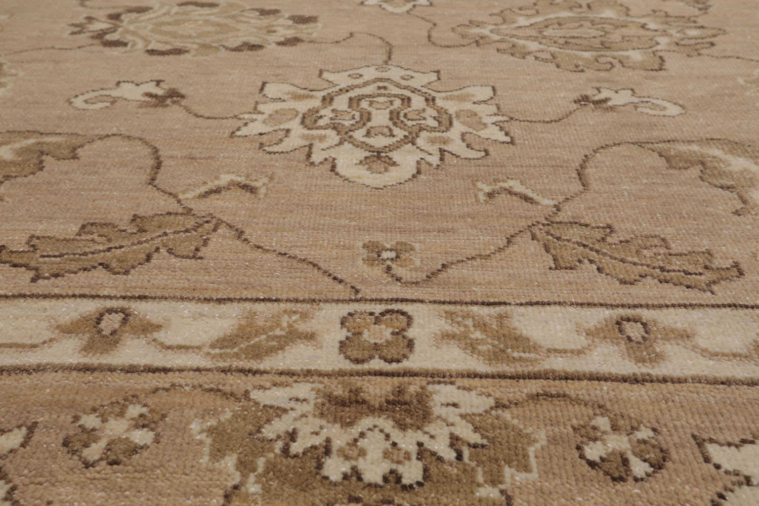 8x10 Taupe, Camel, Brown Color Hand Knotted All-Over 100% Wool Traditional Oriental Rug