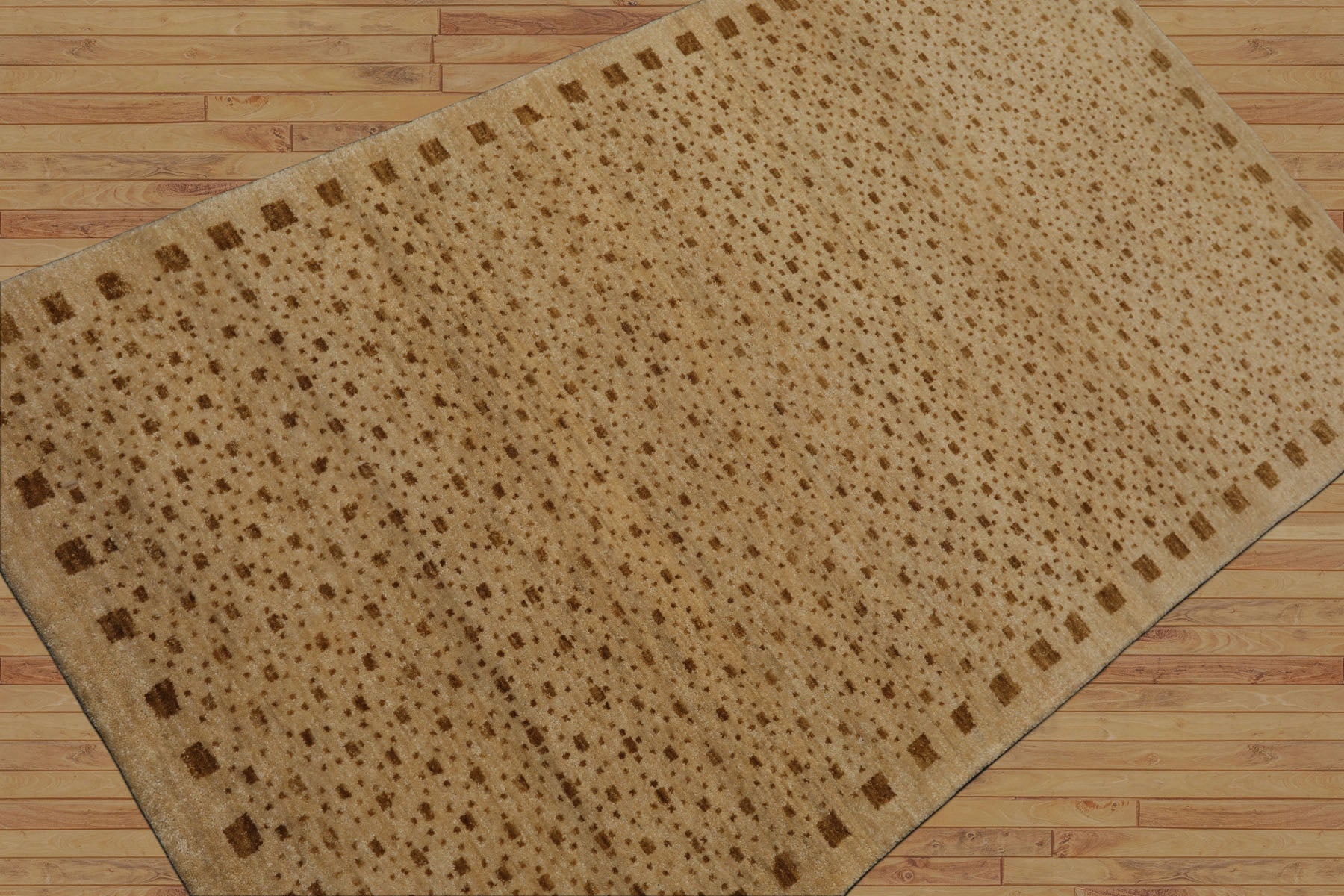 3x5 Beige, Gold, Brown Color Hand Knotted Gabbeh Wool Modern Oriental Rug