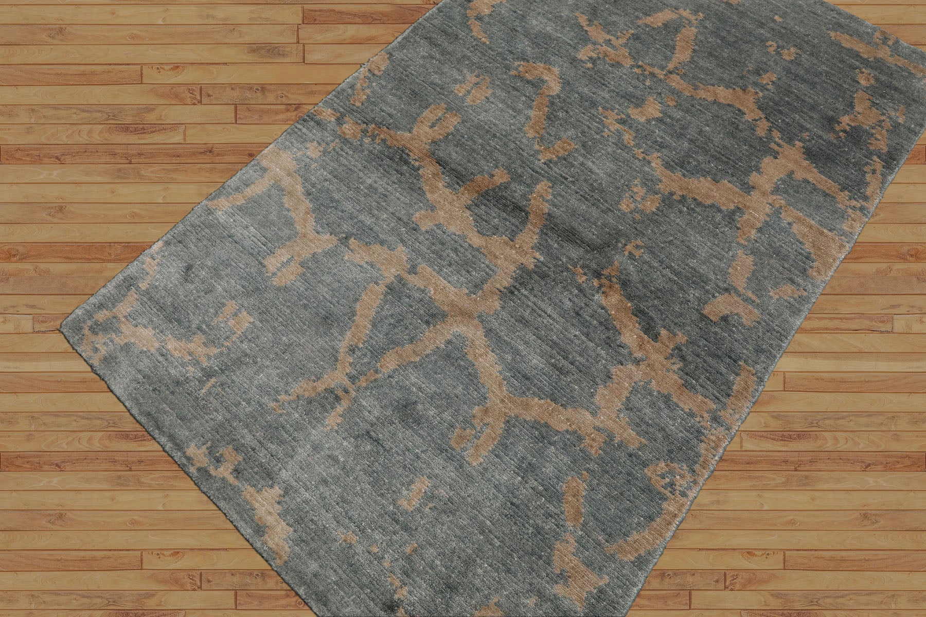 3x5 Blue, Baige, Slate Color Hand Knotted Tibetan Wool Modern Oriental Rug