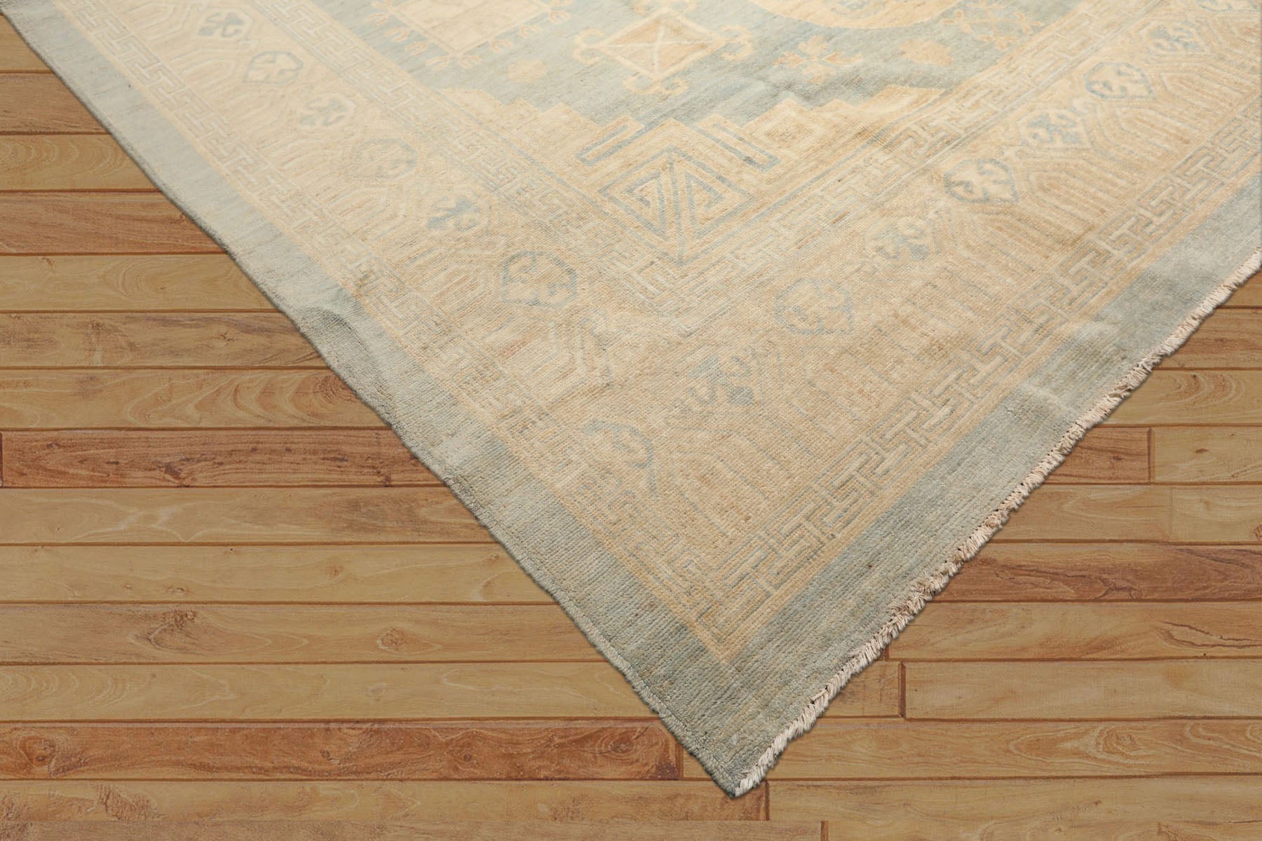 8x10 Seafoam, Beige, Ivory Color Hand Knotted Khotan Wool Transitional Oriental Rug