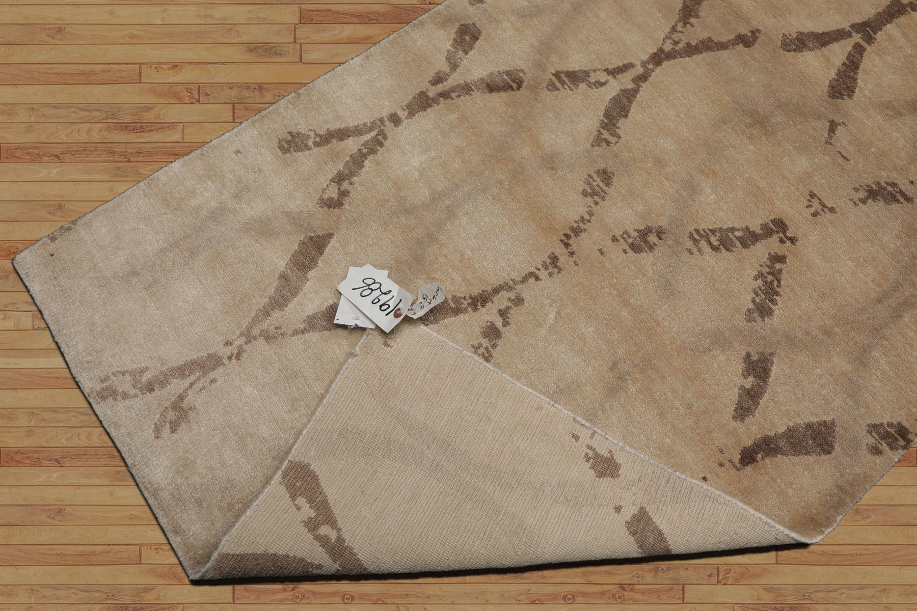 3x5 Tan, Brown, Beige Color Hand Knotted Tibetan Bamboo Silk Modern Oriental Rug