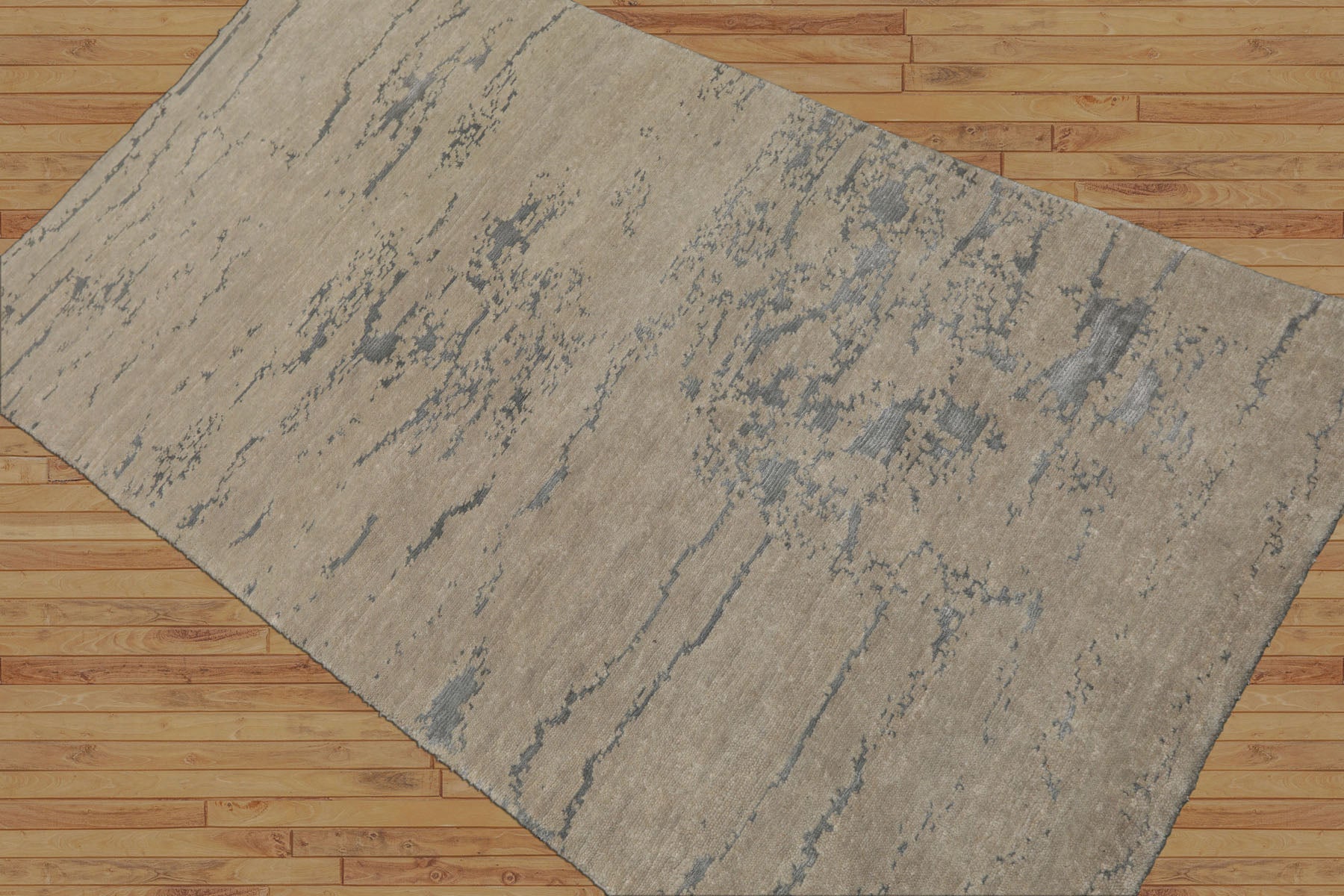 3x5 Gray, Tone on Tone Gray, Color Hand Knotted Tibetan Wool and Silk Modern & Contemporary Oriental Rug